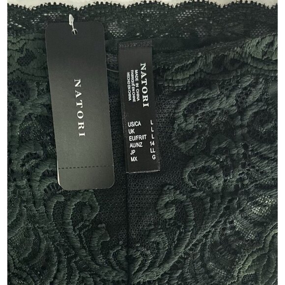 Natori Feathers Hipster Panty 753023 Dark Forest L Lace Trim Mesh NWT - Picture 5 of 5
